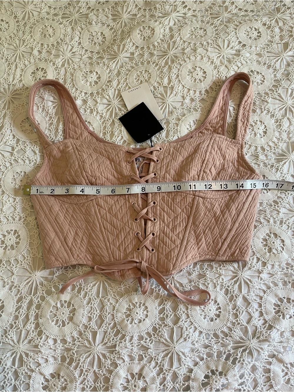 Zara pink quilted cotton corset top NWT - Picture 4 of 5